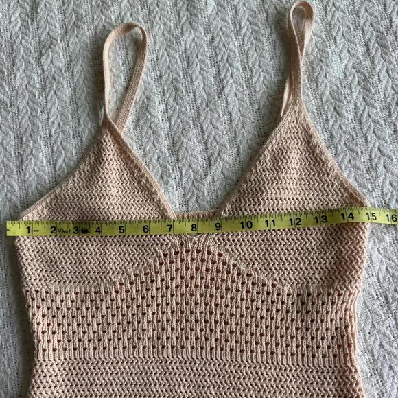 ARITZIA Wilfred Evie Crochet Midi Dress Seashell Pink Size M - Picture 9 of 9